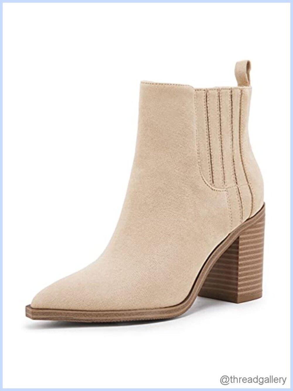 Women's Faux Leather Ankle Boots Pointed Toe Chunky Block Heel Slip On Chelsea